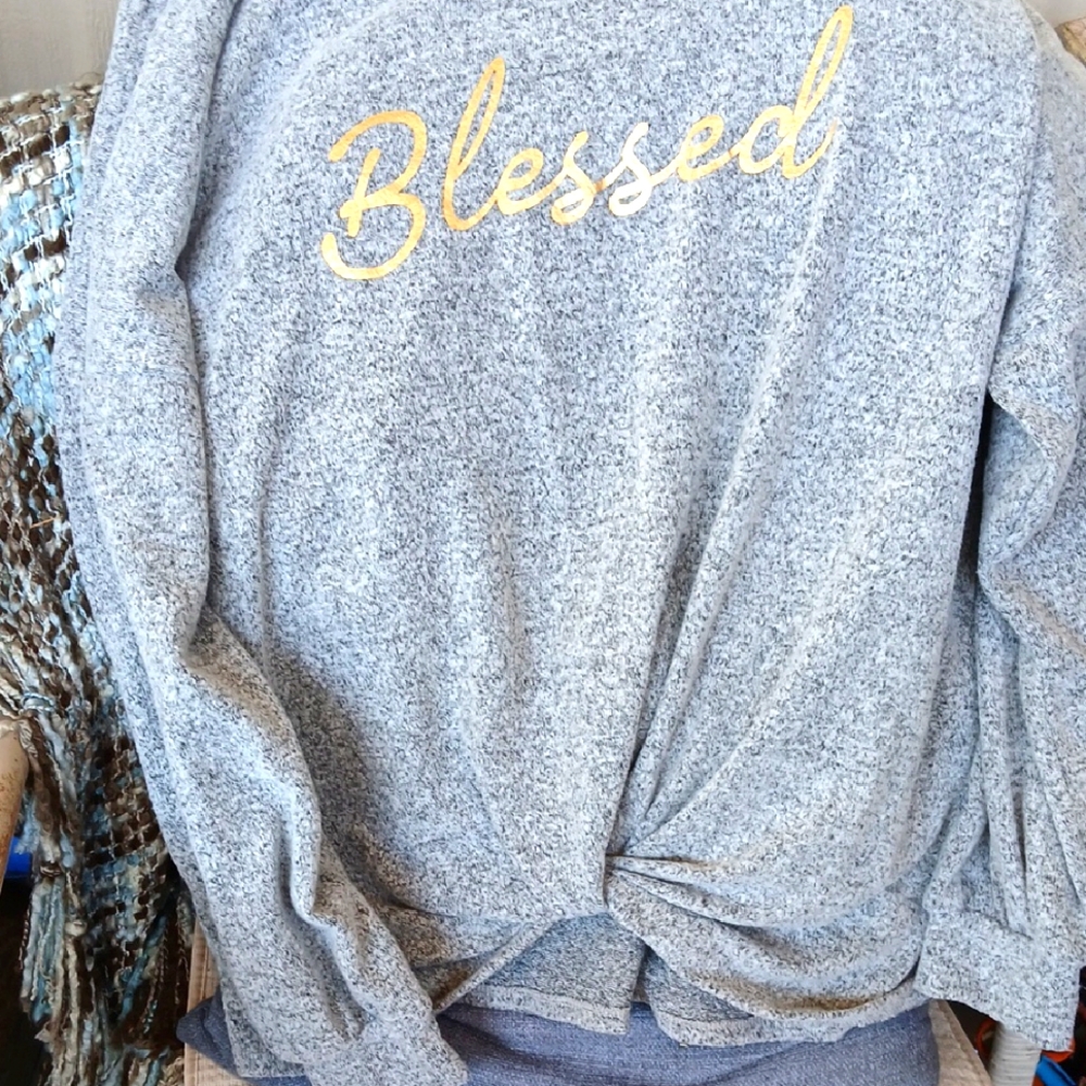 Gray 'Blessed' Women's Sweater size 1x